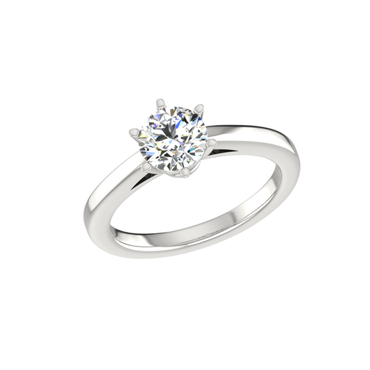 1 Carat Round Diamond Solitaire Ring – Elegant 6 Prong Setting for Timeless Beauty