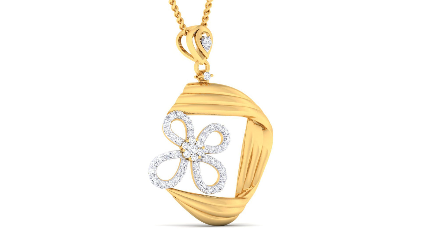 DAZZLING DESIGN FLORAL PENDANT SET IN GOLD AND SILVER