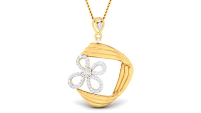 DAZZLING DESIGN FLORAL PENDANT SET IN GOLD AND SILVER