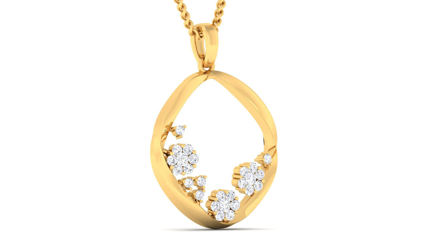 FLORAL DESIGN DIAMOND PENDANT SET