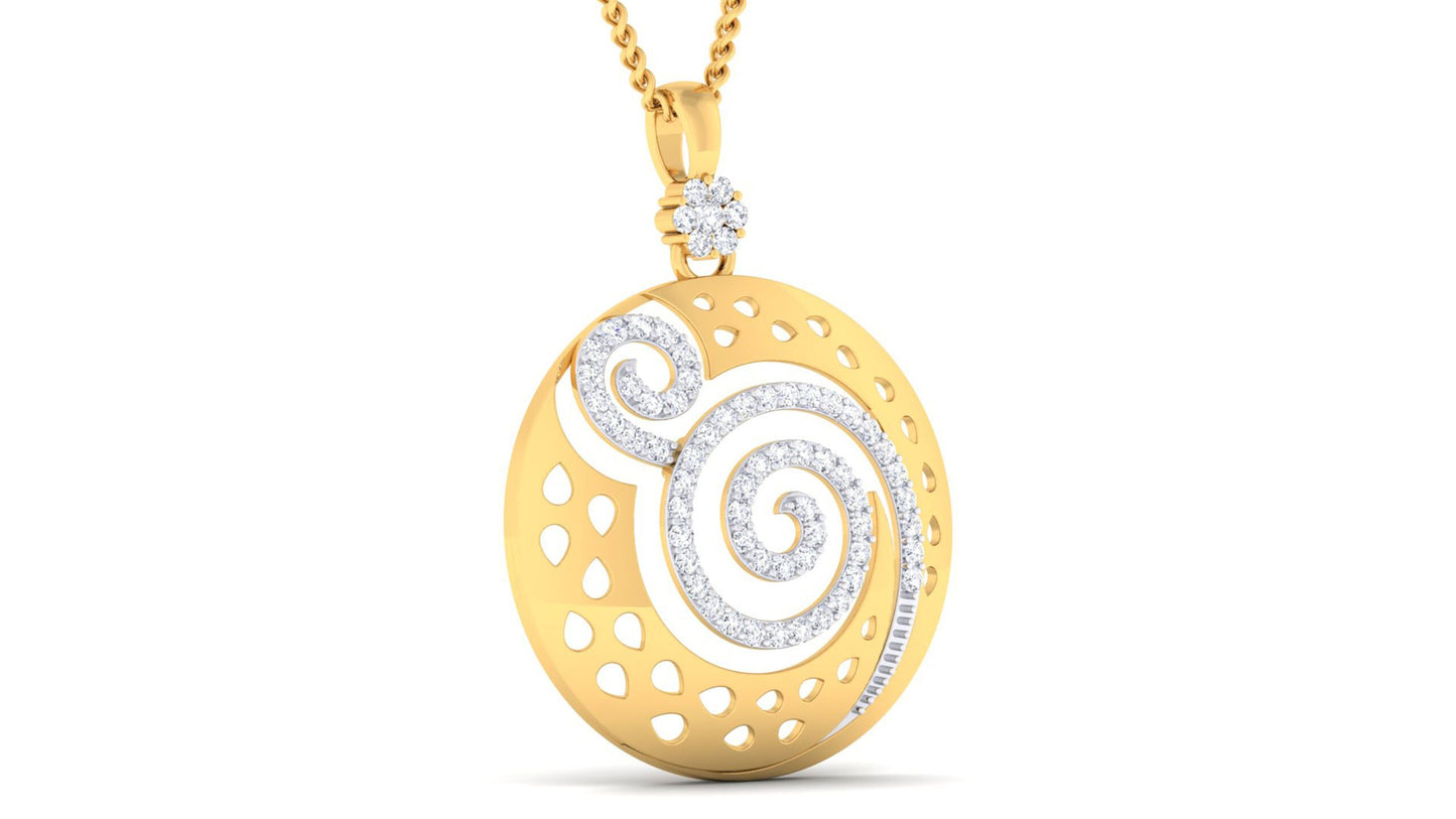 YELLOW GOLD CURL DIAMOND PENDANT SET