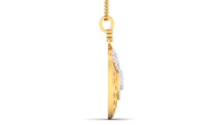 YELLOW GOLD CURL DIAMOND PENDANT SET