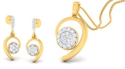 ROUNDED DESIGN 925 SILVER GOLD PLATED PENDANT SET