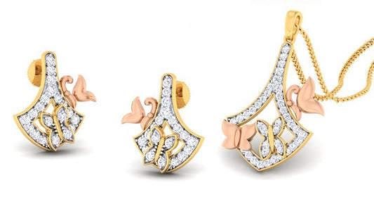 ANCHOR SHAPE GOLD DIAMOND PENDANT SET