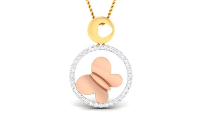 BEAUTIFUL BUTERFLY ROUND GOLD PENDANT SET