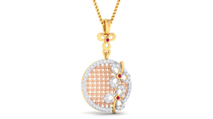 BEAUTIFUL NET OF LEAF DIAMOND GOLD PENDANT SET