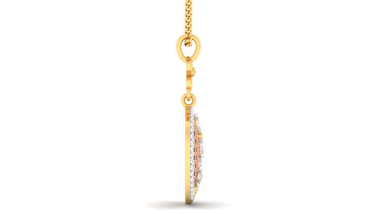 BEAUTIFUL NET OF LEAF DIAMOND GOLD PENDANT SET