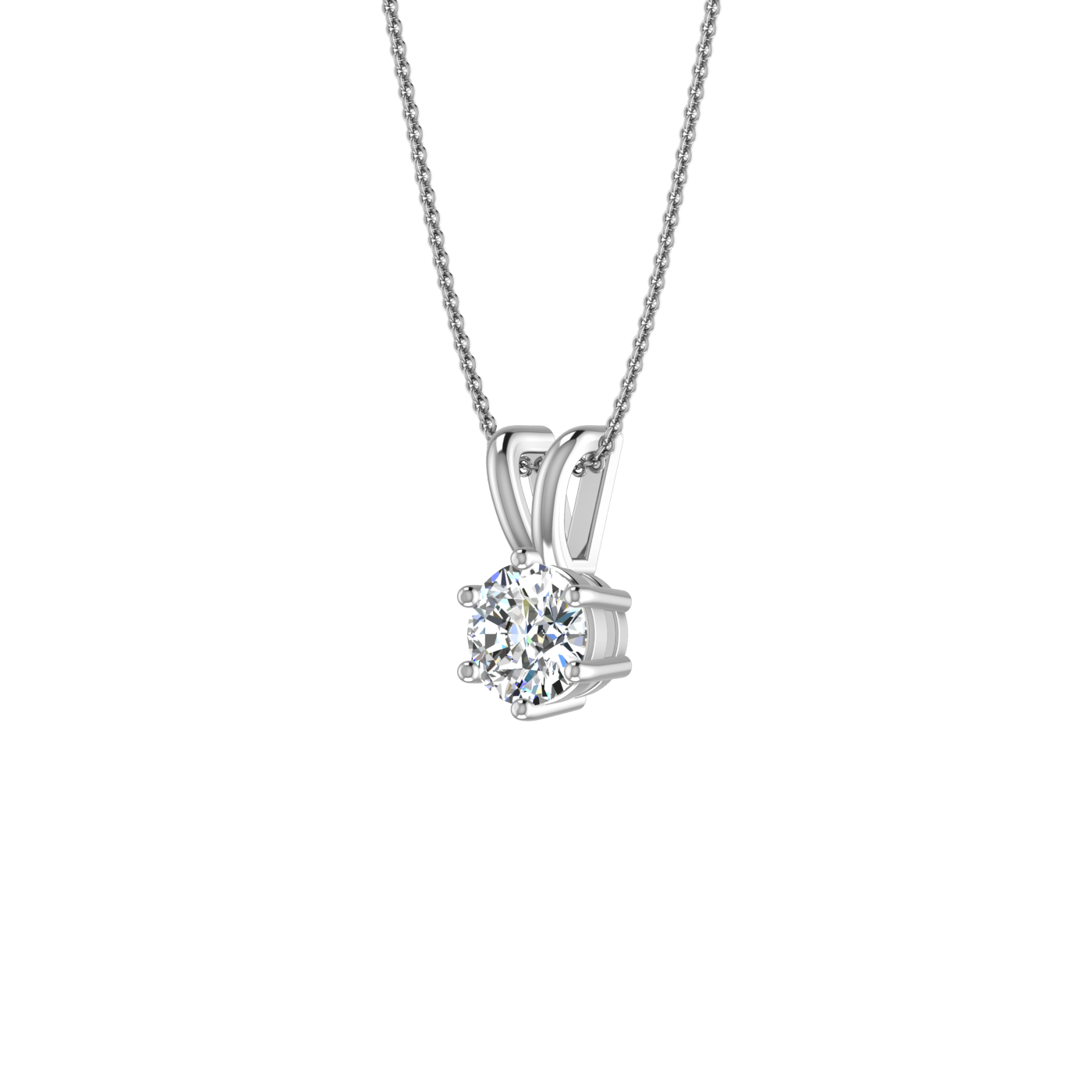 6 Prong Basket Round Diamond Solitaire Necklace – SImin Jewelry